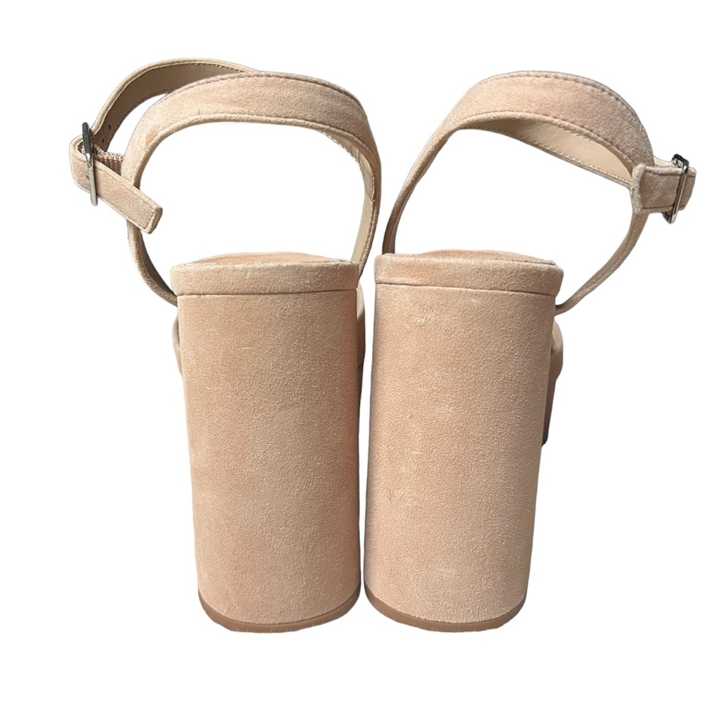 ANTONIO MELANI Bonny Suede Platform Block Heel Sandals Beige Size 10 - Picture 6 of 11